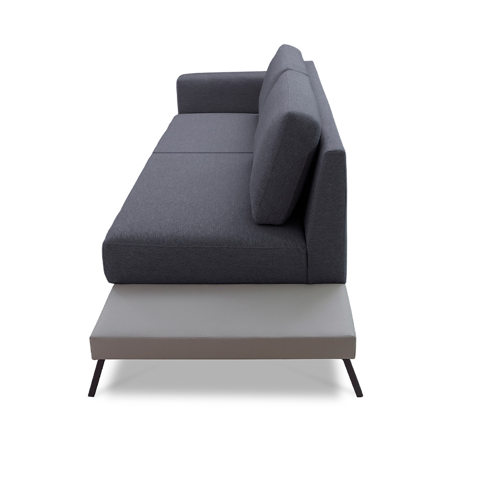 Sofá 4 Lugares Matteo com Mesa de Apoio Direita Linho Cinza 260 cm