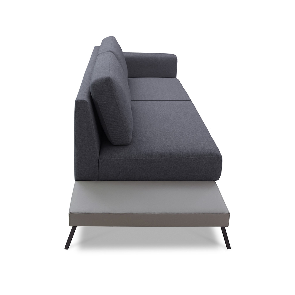 Sofá 4 Lugares Matteo com Mesa de Apoio Esquerda Linho Cinza 260 cm