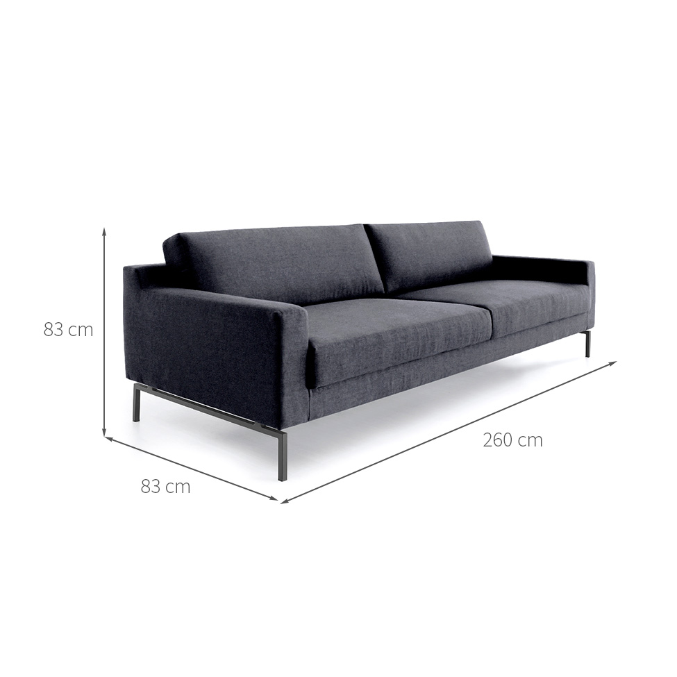 Sofá 4 Lugares Peppe Linho Cinza 260 cm