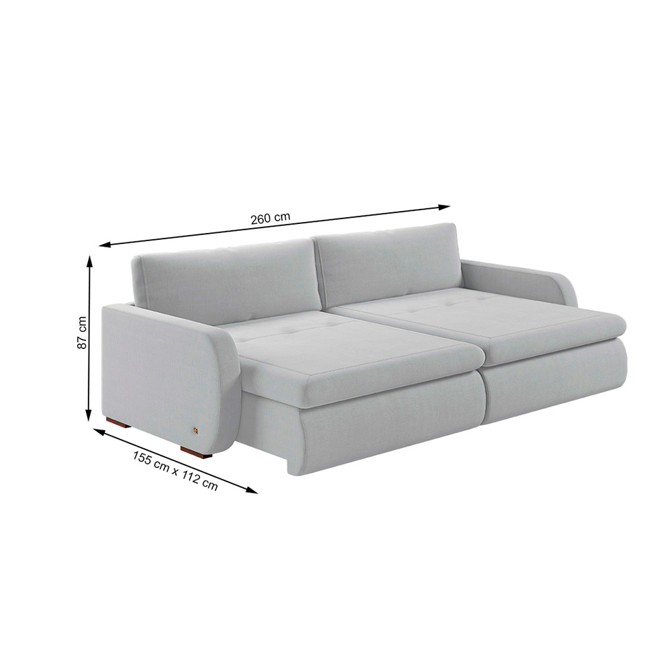 Sofá 4 Lugares Retrátil e Recinável Sunset Linho Cinza 260 cm