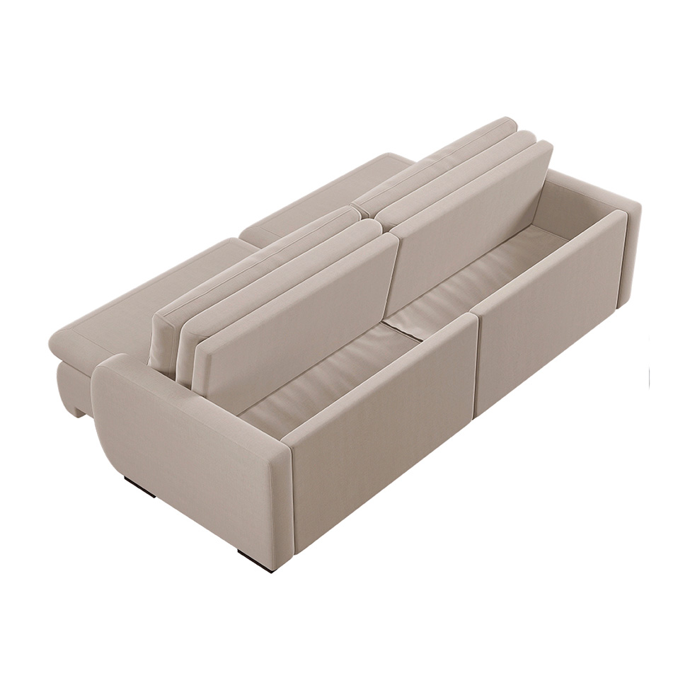 Sofá 4 Lugares Retrátil e Recinável Sunset Linho Cru 260 cm