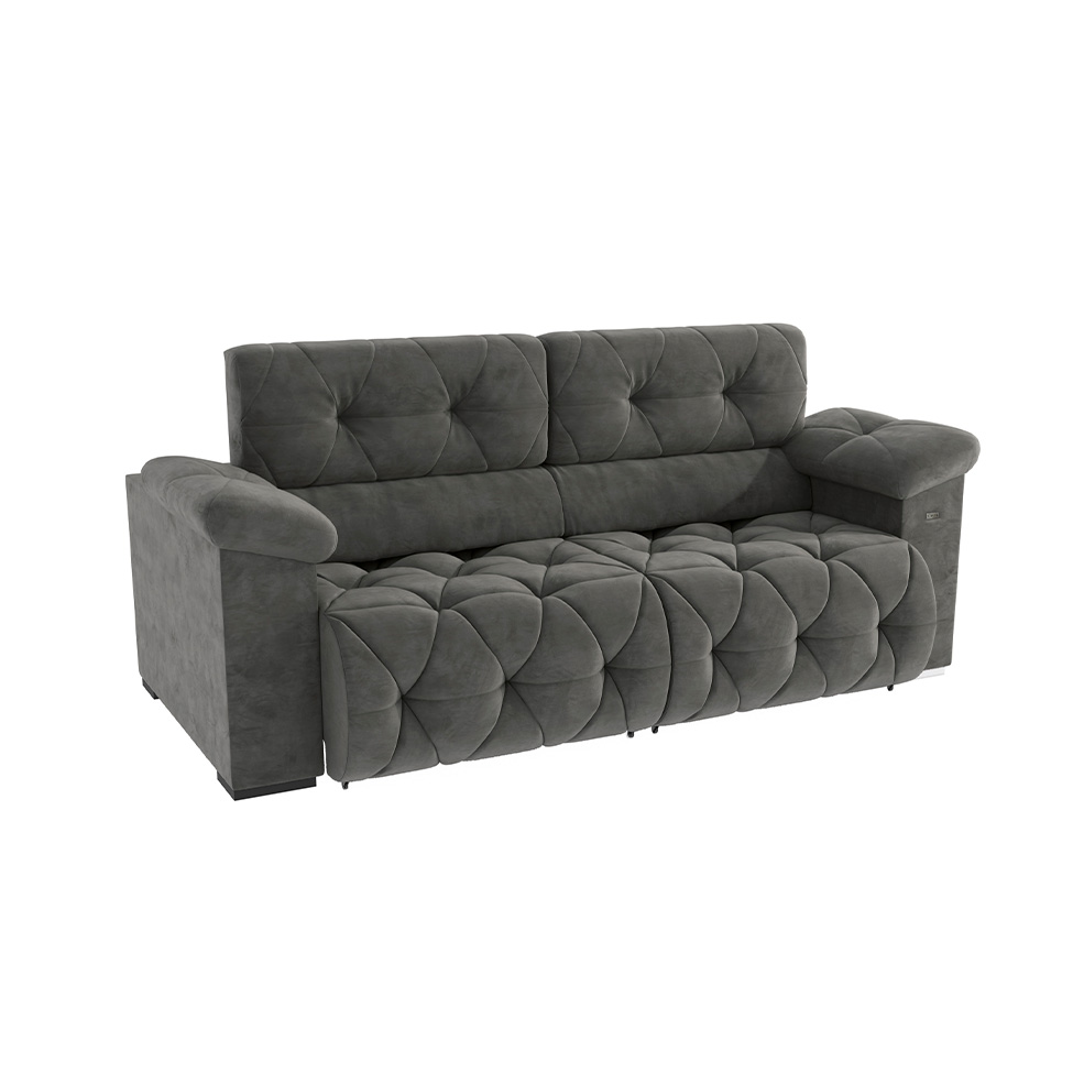 Sofá 4 Lugares Retrátil e Reclinável Astro Bouclé Chumbo