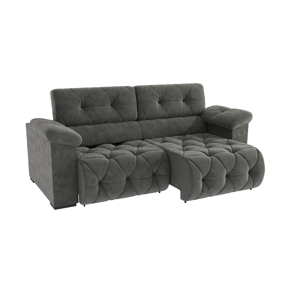 Sofá 4 Lugares Retrátil e Reclinável Astro Bouclé Chumbo