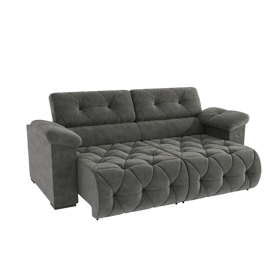 Sofá 4 Lugares Retrátil e Reclinável Astro Bouclé Chumbo