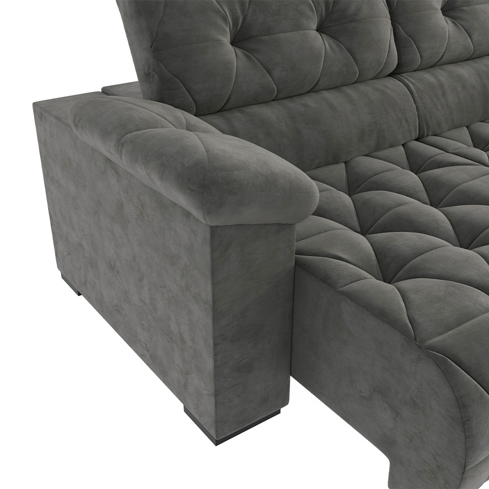 Sofá 4 Lugares Retrátil e Reclinável Astro Bouclé Chumbo