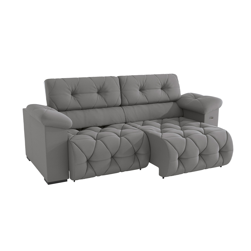 Sofá 4 Lugares Retrátil e Reclinável Astro Bouclé Titânio