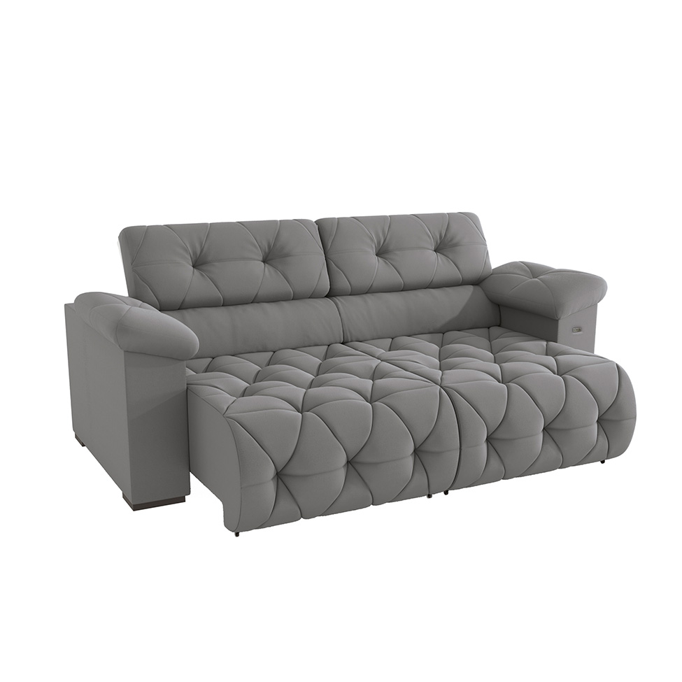 Sofá 4 Lugares Retrátil e Reclinável Astro Bouclé Titânio