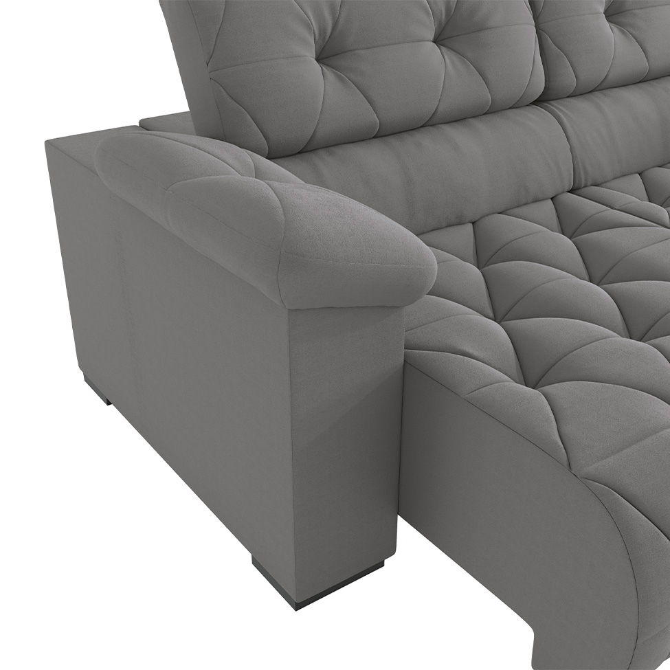 Sofá 4 Lugares Retrátil e Reclinável Astro Bouclé Titânio