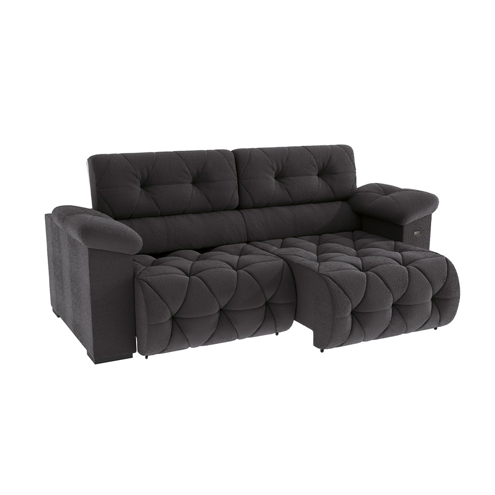 Sofá 4 Lugares Retrátil e Reclinável Astro Veludo Chumbo