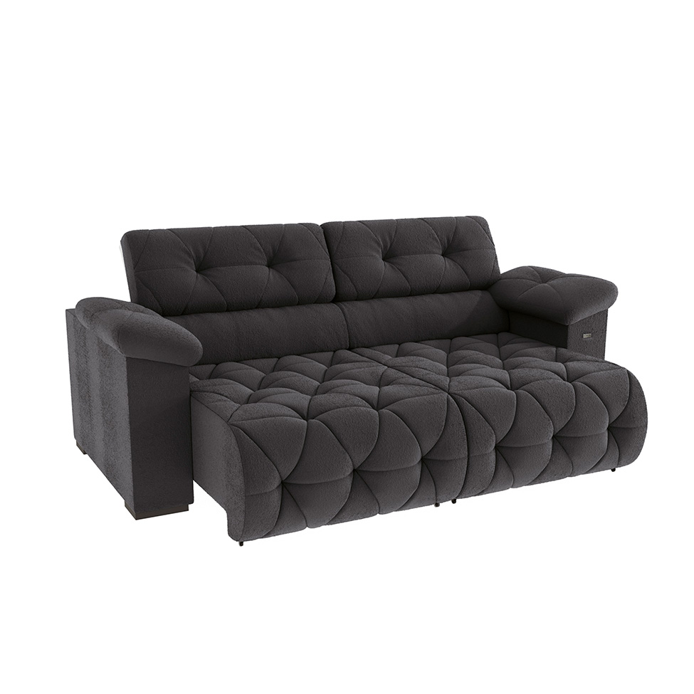 Sofá 4 Lugares Retrátil e Reclinável Astro Veludo Chumbo