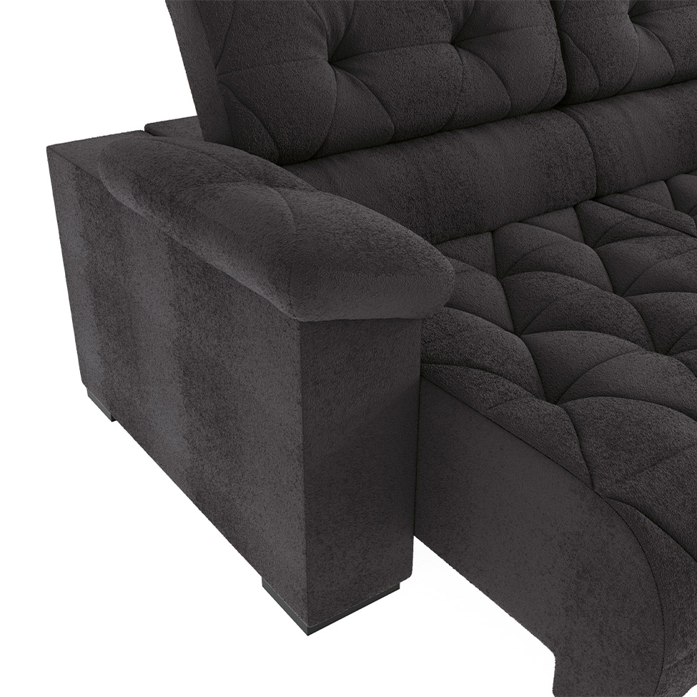 Sofá 4 Lugares Retrátil e Reclinável Astro Veludo Chumbo