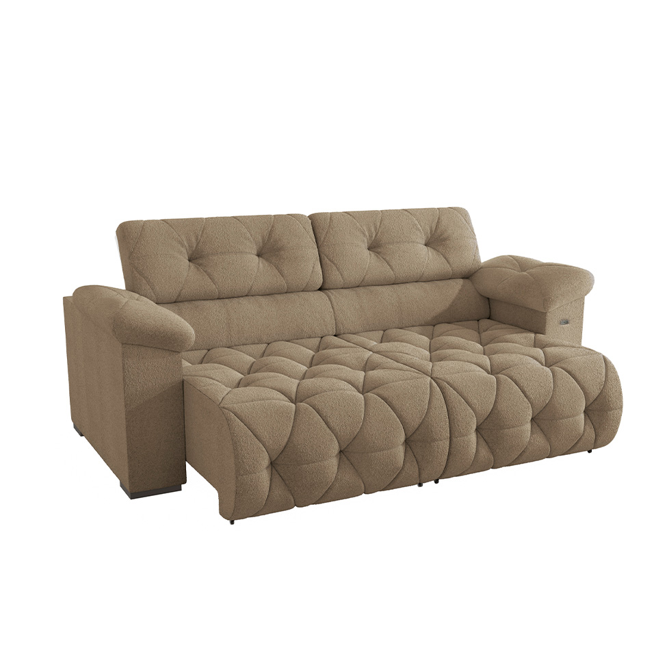 Sofá 4 Lugares Retrátil e Reclinável Astro Veludo Fendi