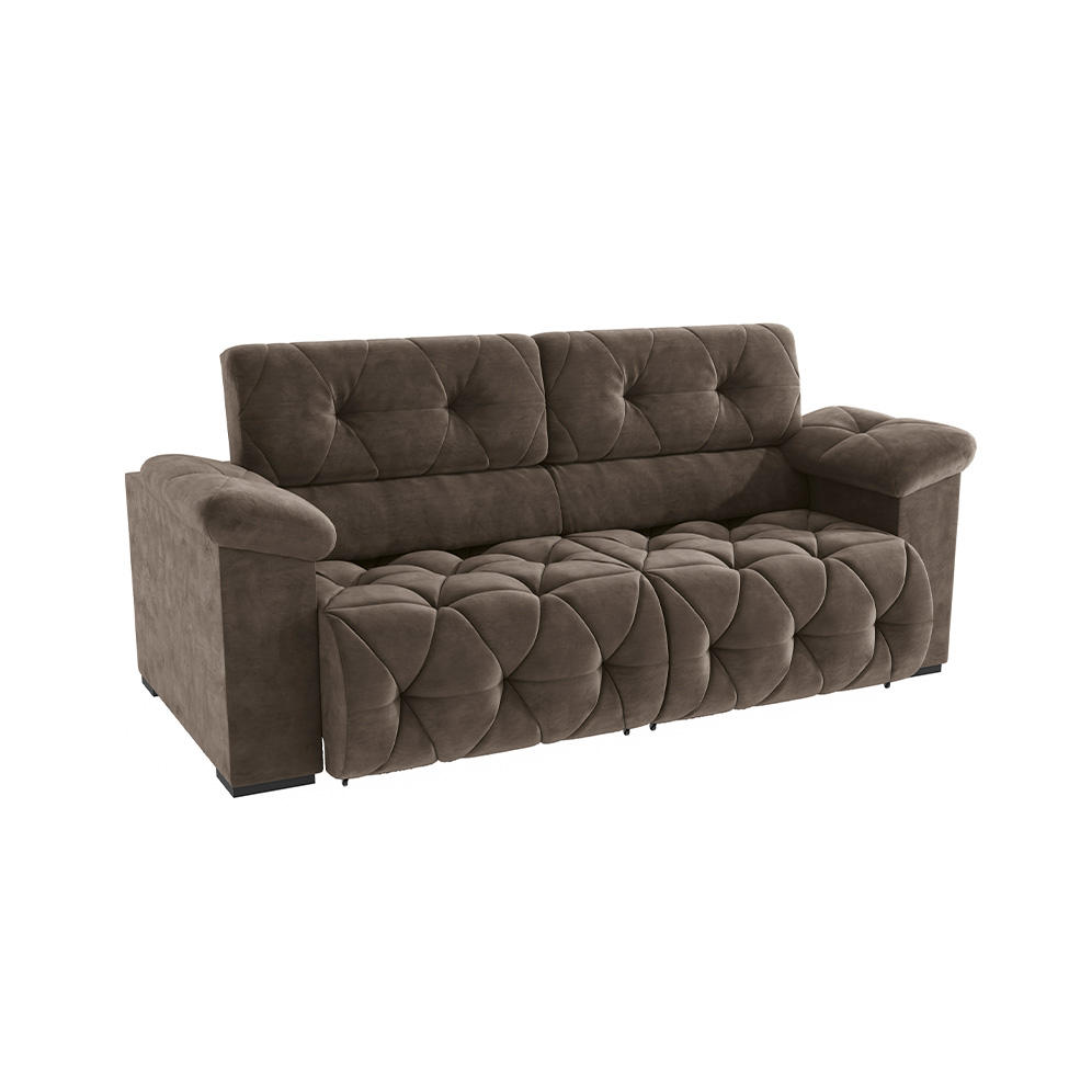 Sofá 4 Lugares Retrátil e Reclinável Astro Veludo Marrom