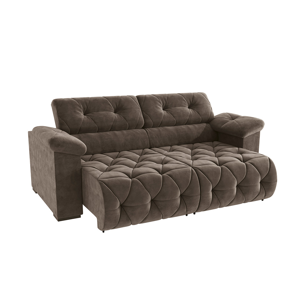 Sofá 4 Lugares Retrátil e Reclinável Astro Veludo Marrom