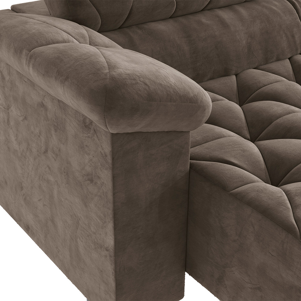 Sofá 4 Lugares Retrátil e Reclinável Astro Veludo Marrom