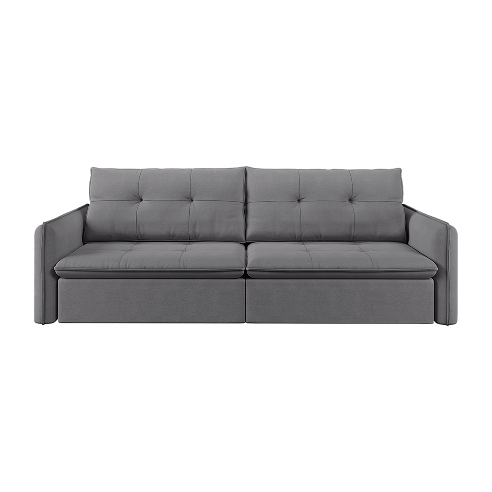 Sofá 4 Lugares Retrátil e Reclinável Braga Linho Cinza 260 cm