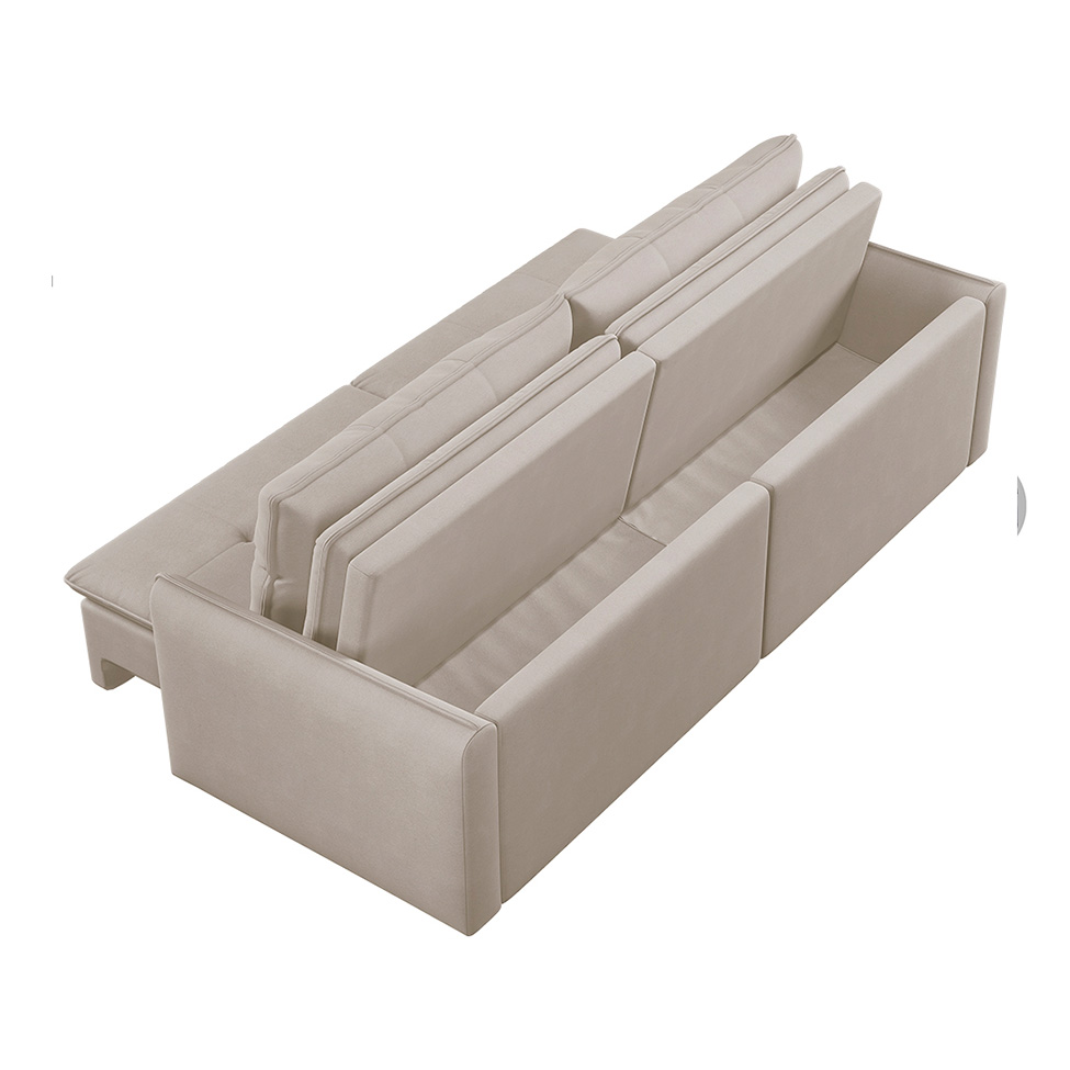 Sofá 4 Lugares Retrátil e Reclinável Braga Linho Cru 260 cm