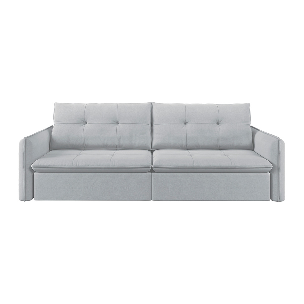 Sofá 4 Lugares Retrátil e Reclinável Braga Linho Gelo 260 cm