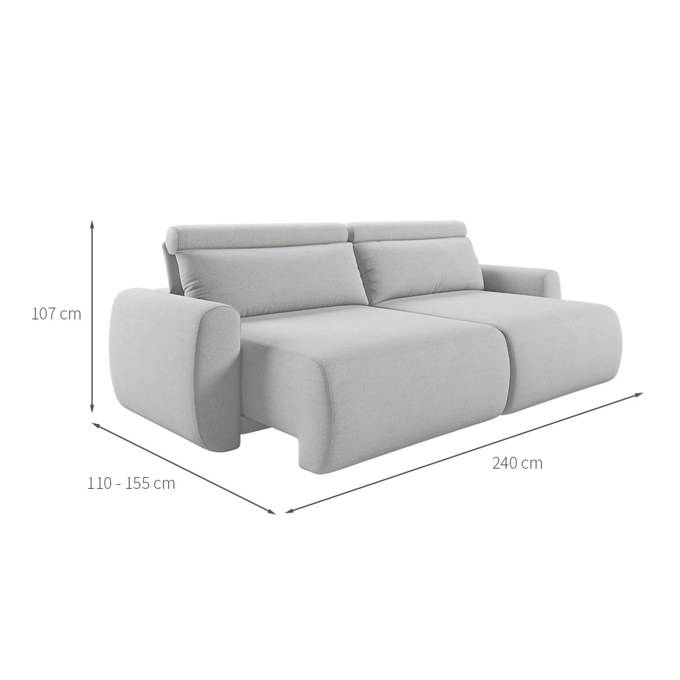 Sofá 4 Lugares Retrátil e Reclinável City Linho Cinza Claro 240 cm