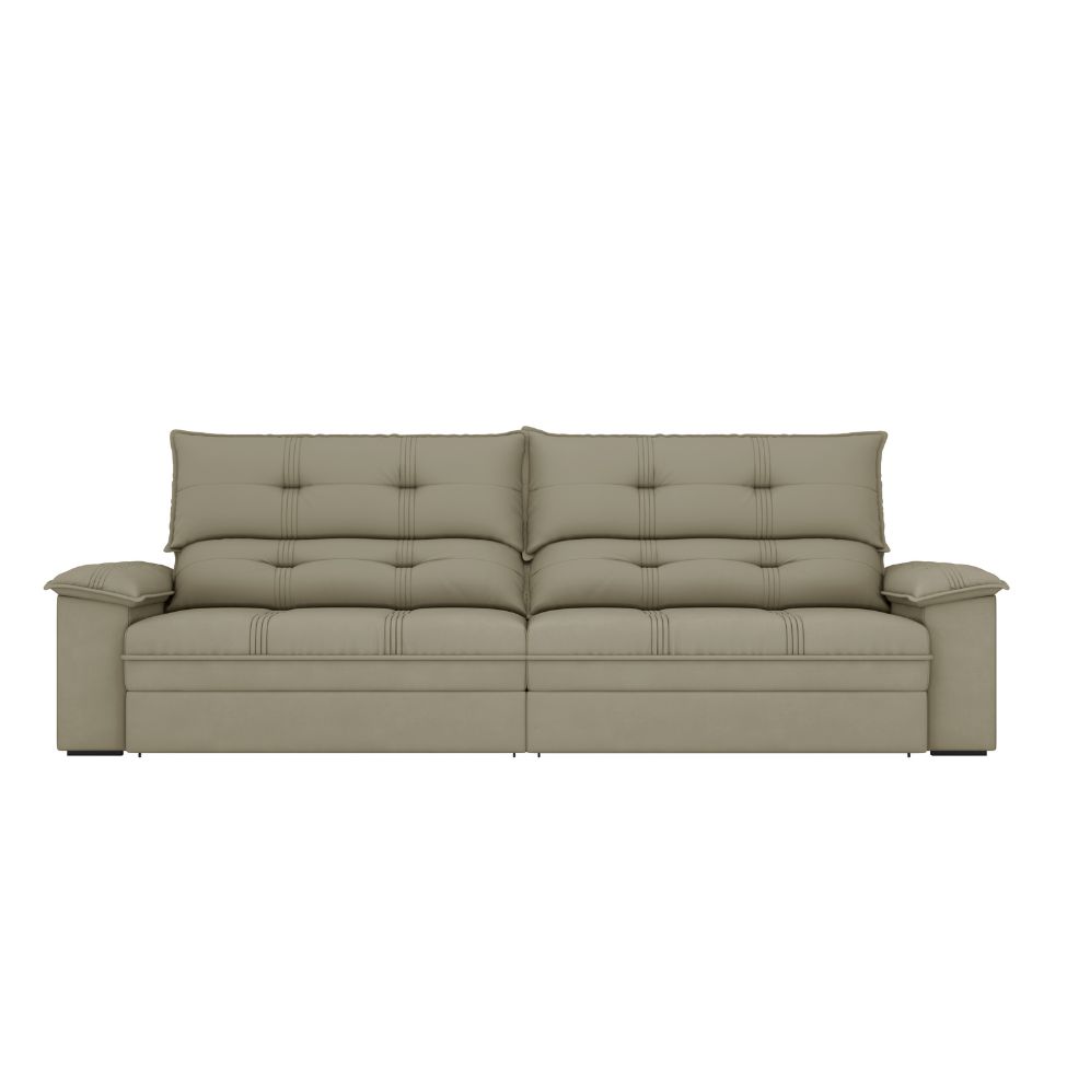 Sofá 4 Lugares Retrátil e Reclinável Everest Veludo Slim Castor 260 cm
