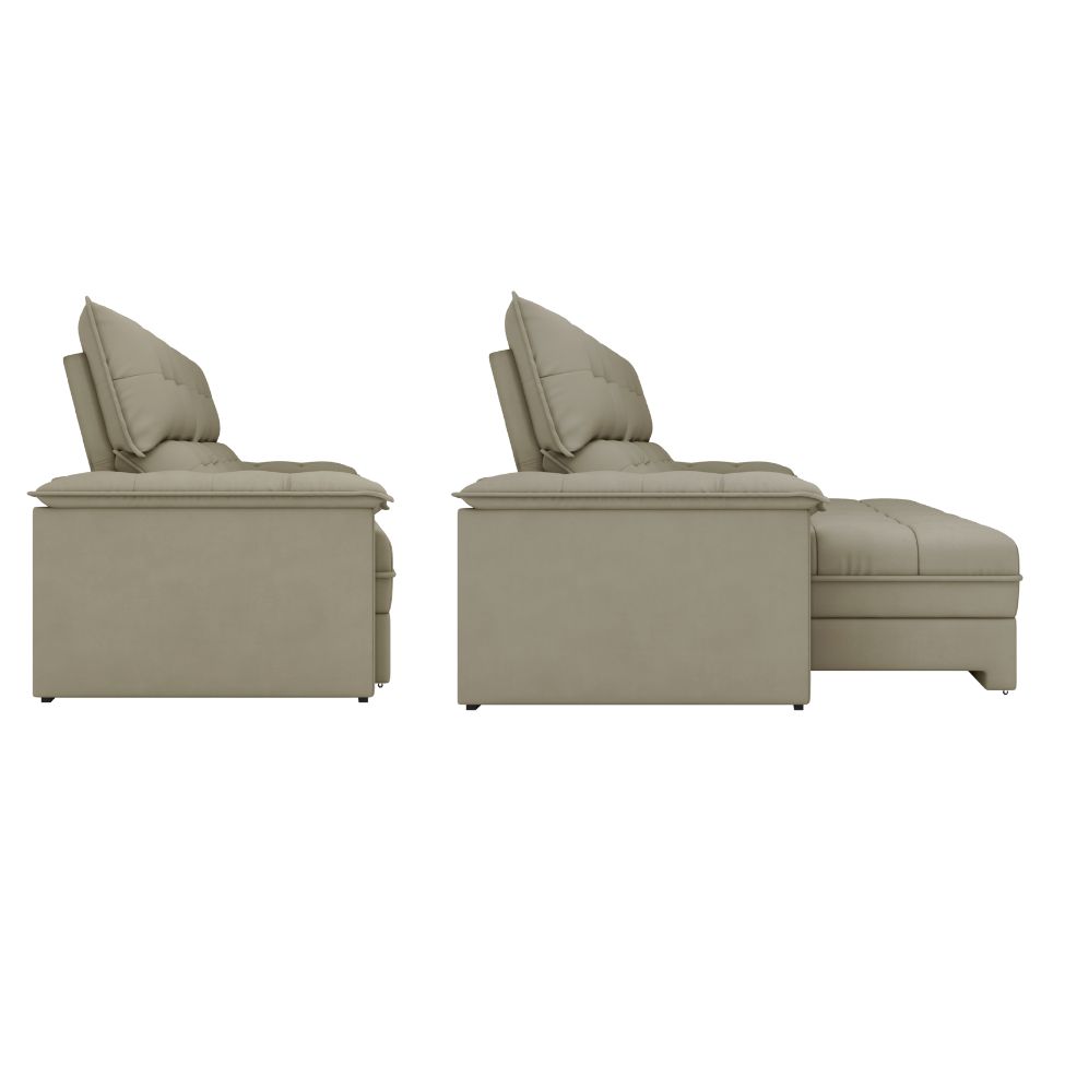 Sofá 4 Lugares Retrátil e Reclinável Everest Veludo Slim Castor 260 cm