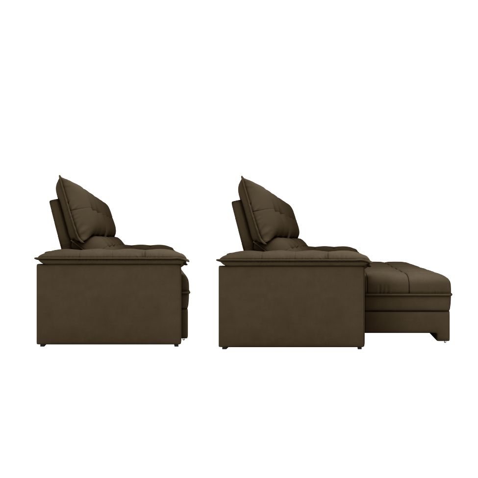 Sofá 4 Lugares Retrátil e Reclinável Everest Veludo Slim Marrom 260 cm