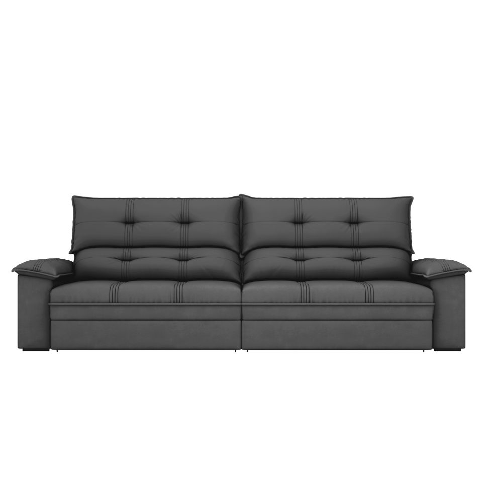 Sofá 4 Lugares Retrátil e Reclinável Everest Veludo Slim Titânio 260 cm