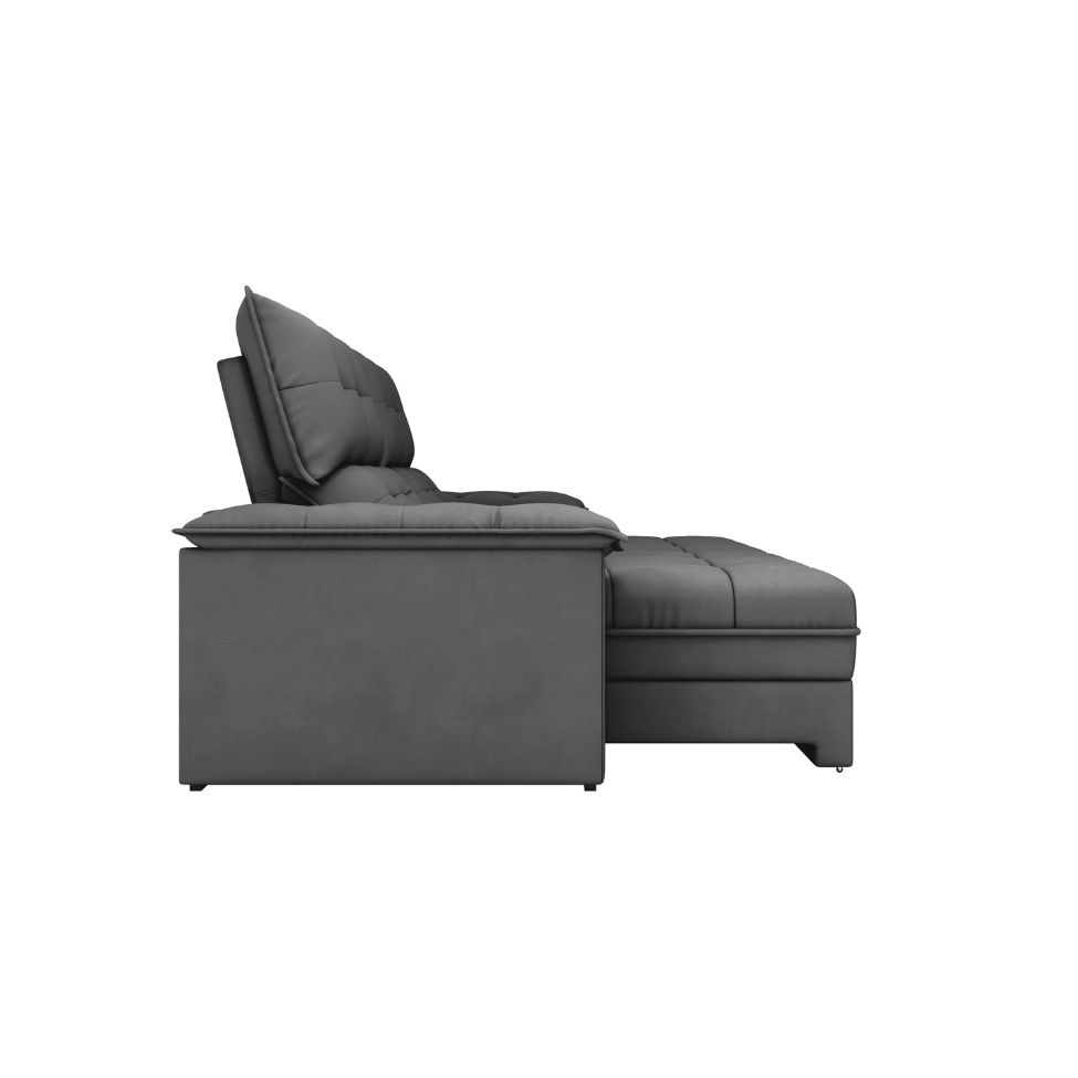Sofá 4 Lugares Retrátil e Reclinável Everest Veludo Slim Titânio 260 cm