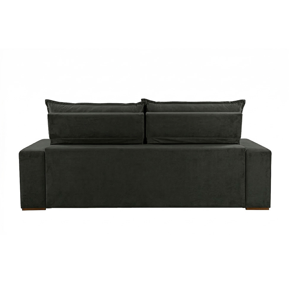 Sofá 4 Lugares Retrátil e Reclinável França Veludo Preto 250 cm