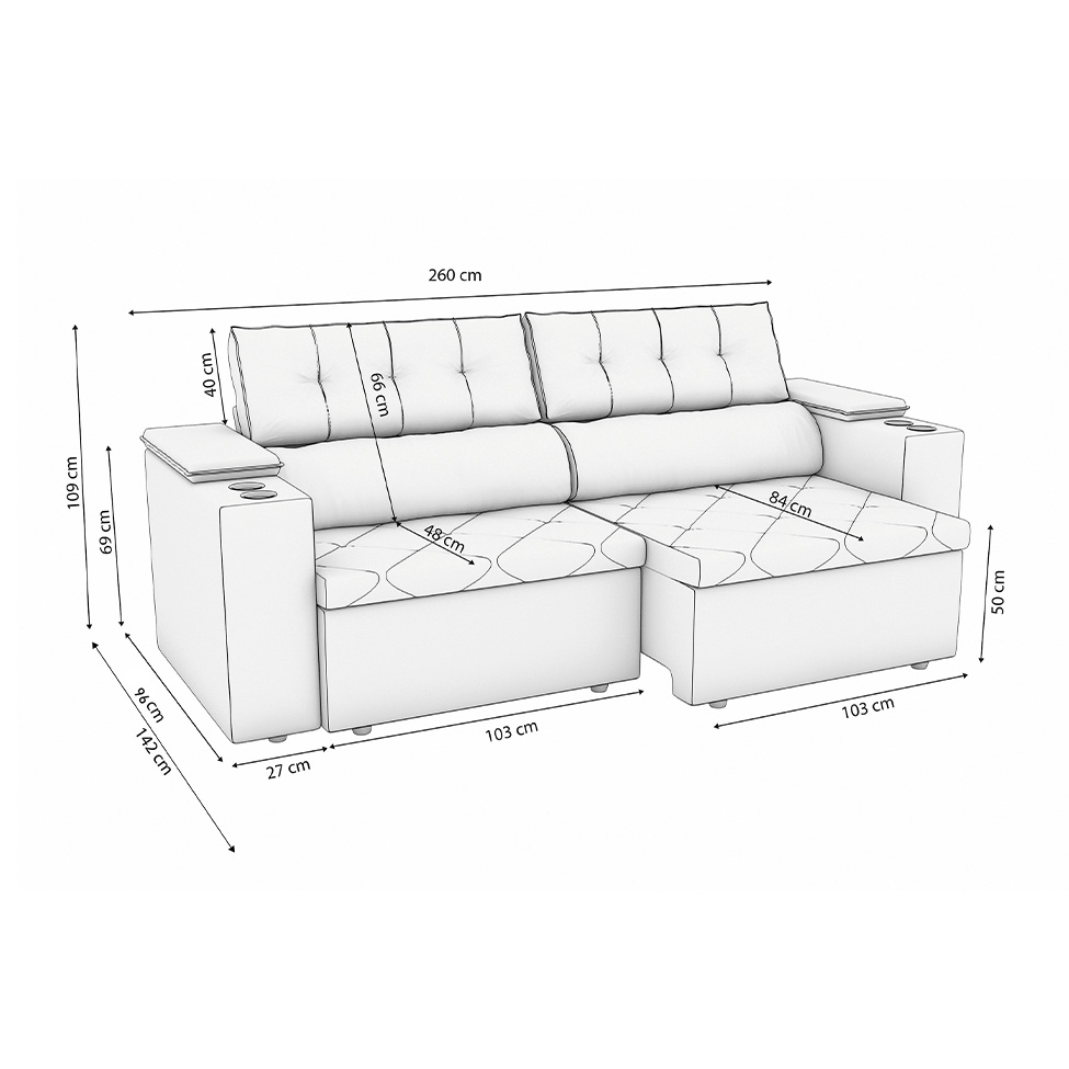 Sofá 4 Lugares Retrátil e Reclinável Otto com Porta-Copos Veludo Marrom