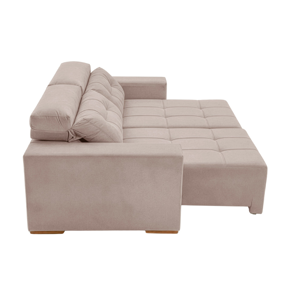 Sofá 4 Lugares Retrátil e Reclinável Roma Veludo Areia 250 cm