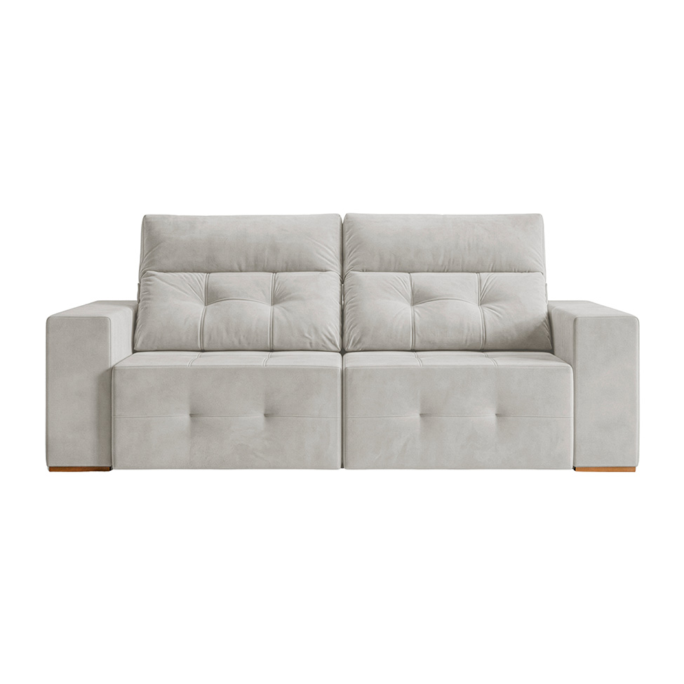 Sofá 4 Lugares Retrátil e Reclinável Roma Veludo Prata 250 cm