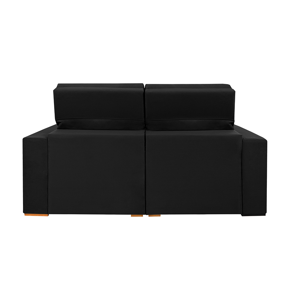 Sofá 4 Lugares Retrátil e Reclinável Roma Veludo Preto 250 cm