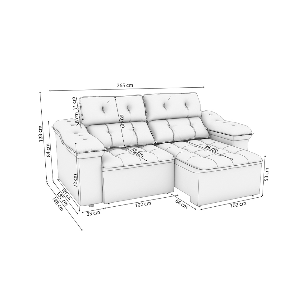 Sofá 4 Lugares Retrátil e Reclinável Sierra Bouclé Chumbo
