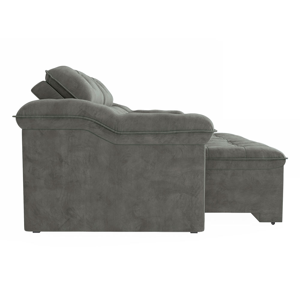 Sofá 4 Lugares Retrátil e Reclinável Sierra Veludo Deluxe Chumbo 265 cm
