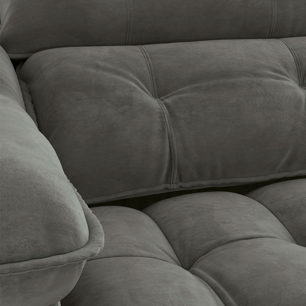 Sofá 4 Lugares Retrátil e Reclinável Sierra Veludo Deluxe Chumbo 265 cm