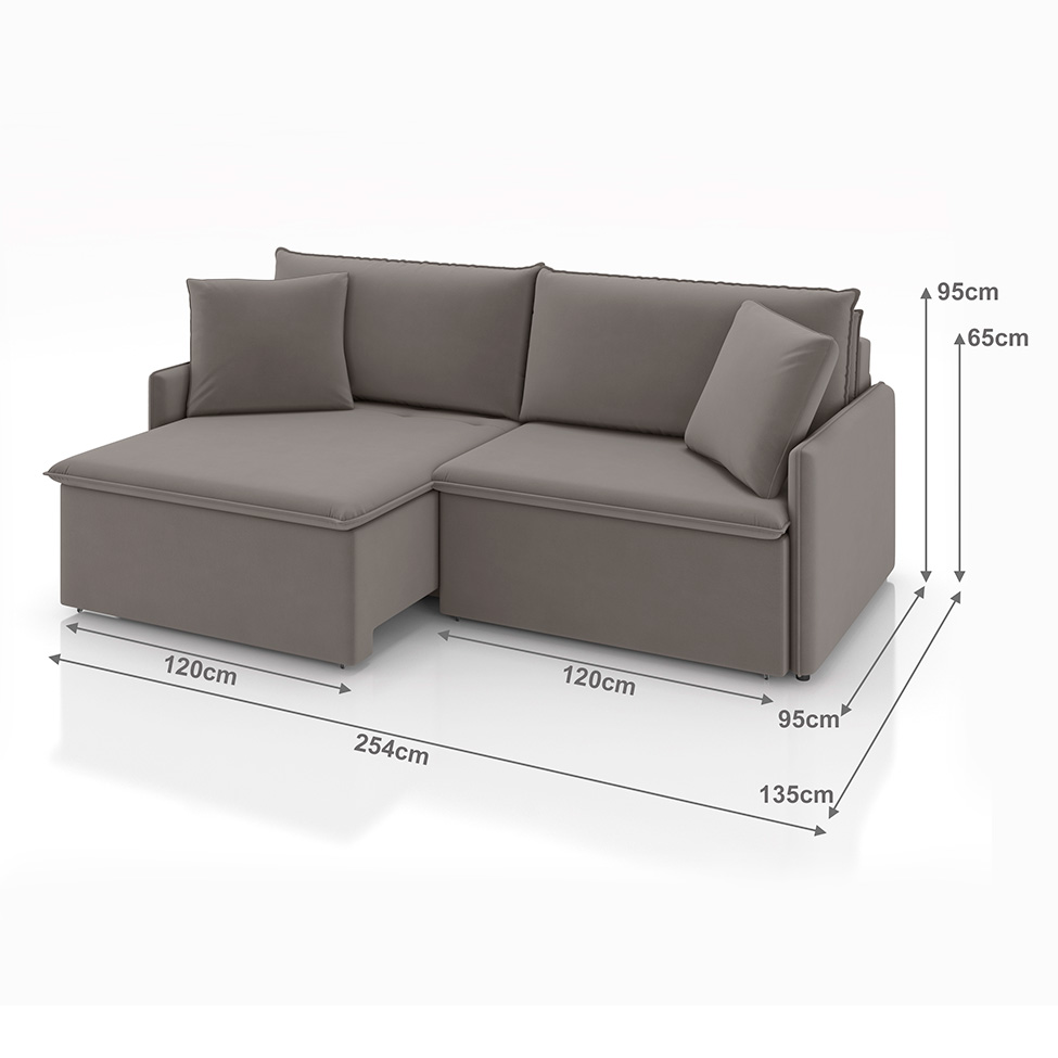 Sofá 4 Lugares Retrátil e Reclinável Stilo Veludo Avelã 254 cm