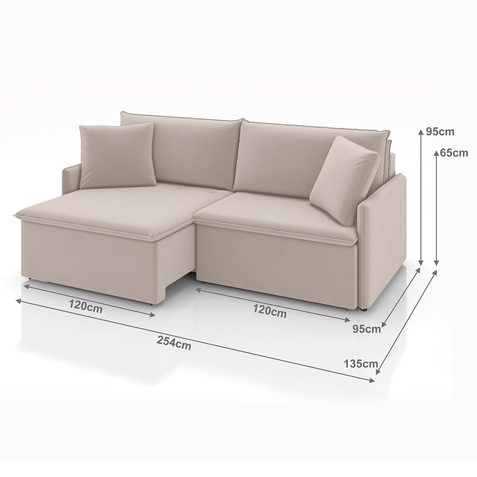 Sofá 4 Lugares Retrátil e Reclinável Stilo Veludo Creme 254 cm