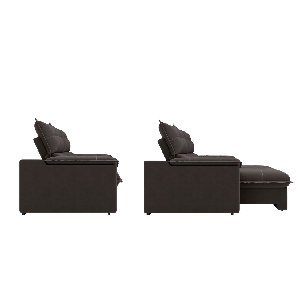 Sofá 4 Lugares Retrátil e Reclinável Venetto Veludo Slim Marrom 250 cm