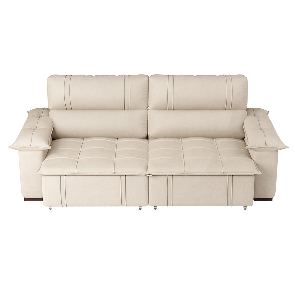 Sofá 4 Lugares Retrátil e Reclinável Zurique Suede Bege