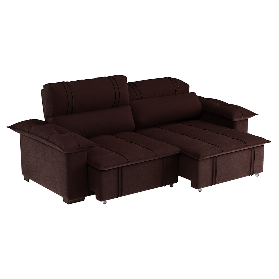 Sofá 4 Lugares Retrátil e Reclinável Zurique Suede Café