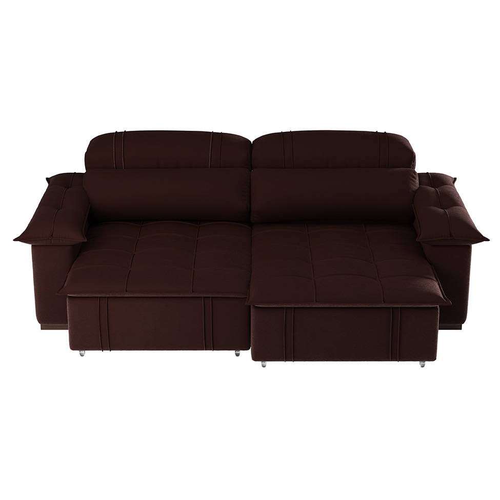 Sofá 4 Lugares Retrátil e Reclinável Zurique Suede Café