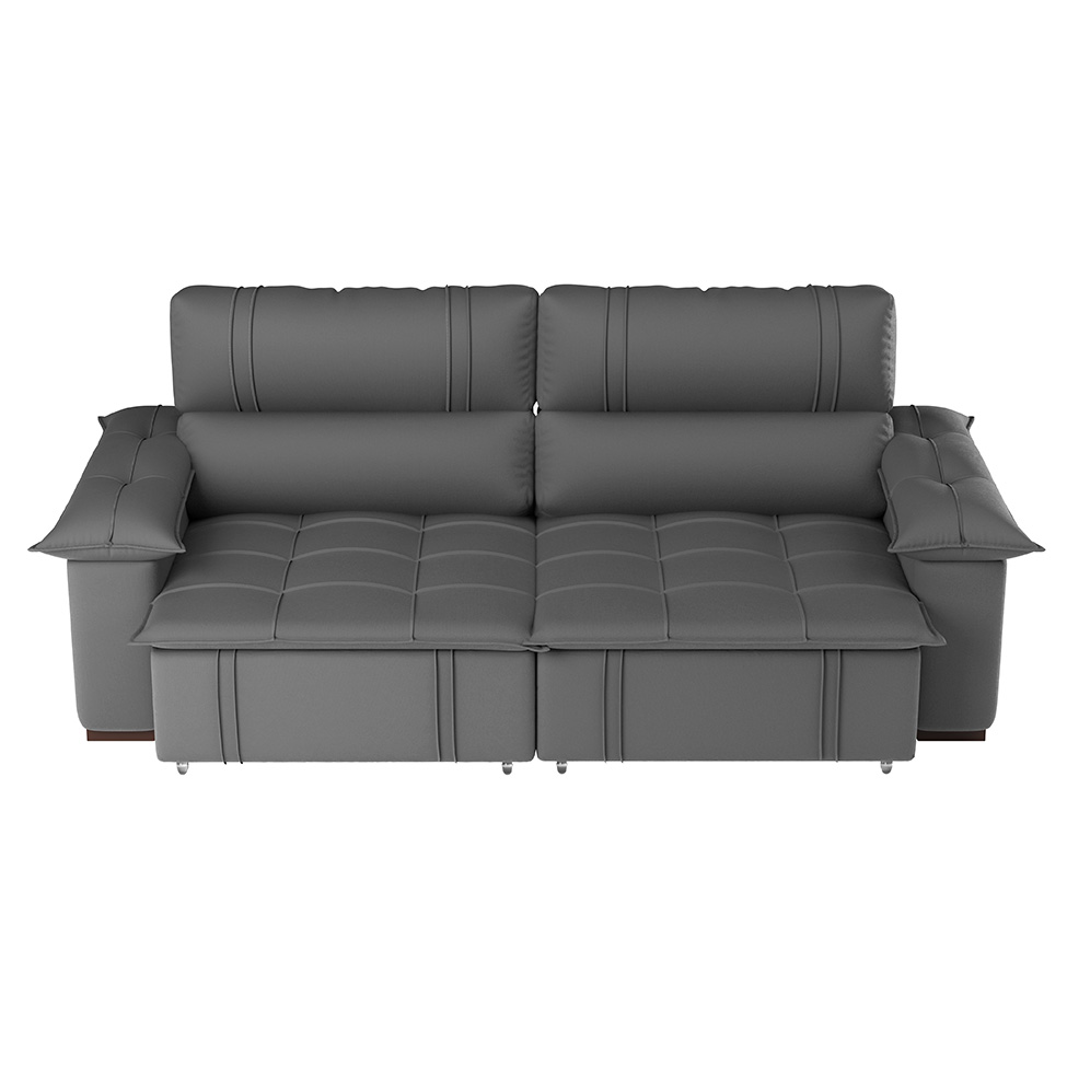 Sofá 4 Lugares Retrátil e Reclinável Zurique Suede Cinza