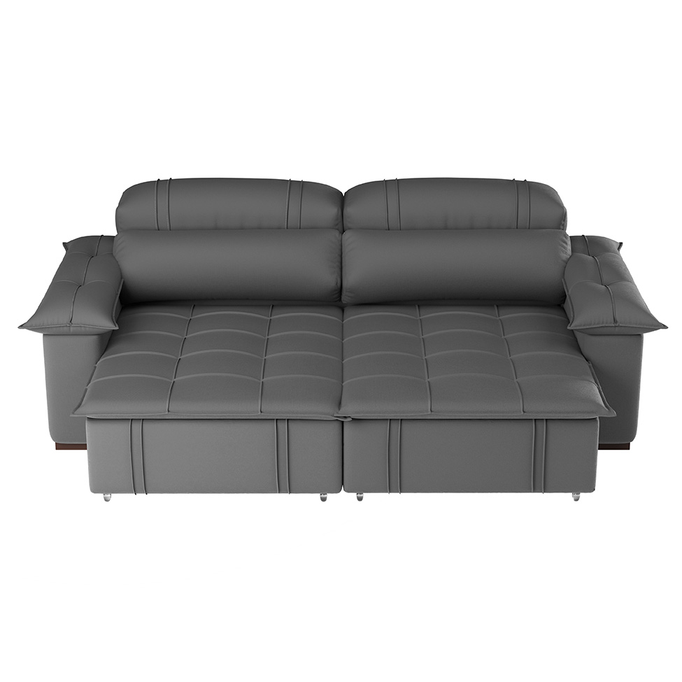 Sofá 4 Lugares Retrátil e Reclinável Zurique Suede Cinza