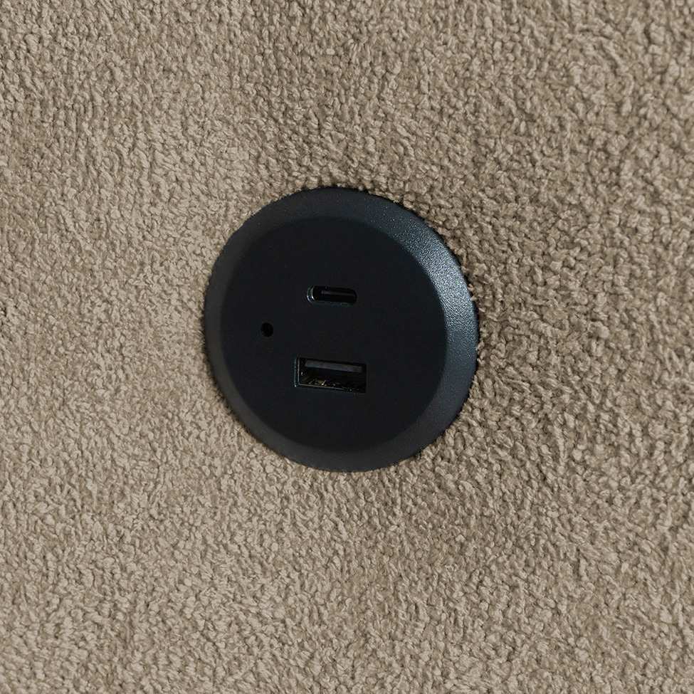 Sofá 4 Lugares Retrátil e Reclinável com USB Absoluto Linho Marrom