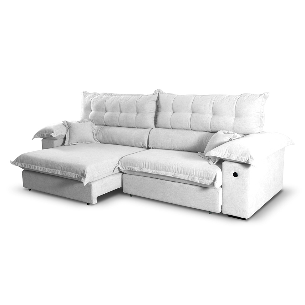 Sofá 4 Lugares Retrátil e Reclinável com USB Absoluto Linho Off White