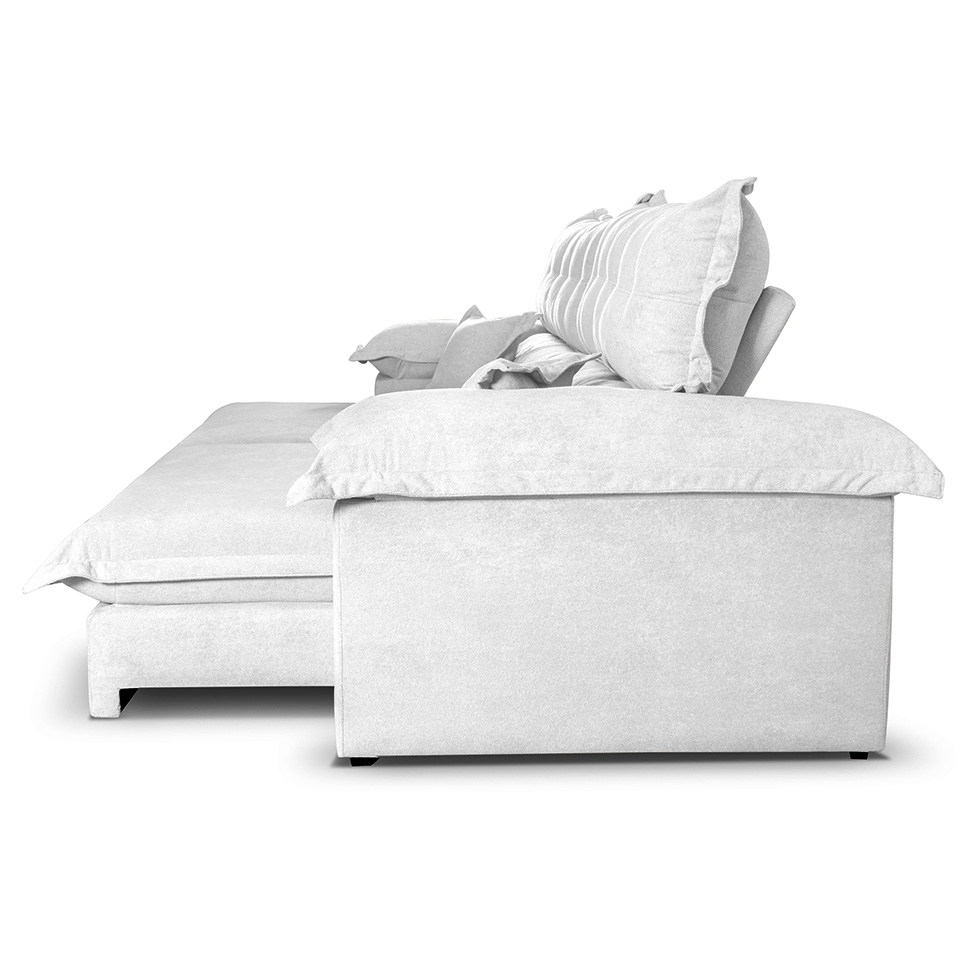 Sofá 4 Lugares Retrátil e Reclinável com USB Absoluto Linho Off White