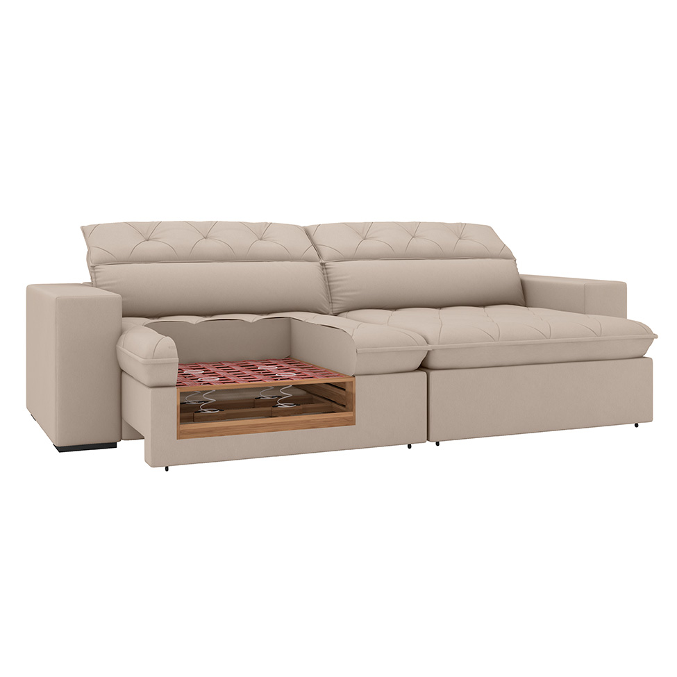 Sofá 4 Lugares Retrátil e Reclinável com USB Jazz Molas Suede Camurça 250 cm