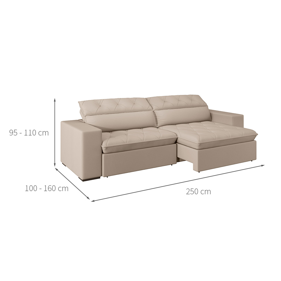 Sofá 4 Lugares Retrátil e Reclinável com USB Jazz Molas Suede Camurça 250 cm