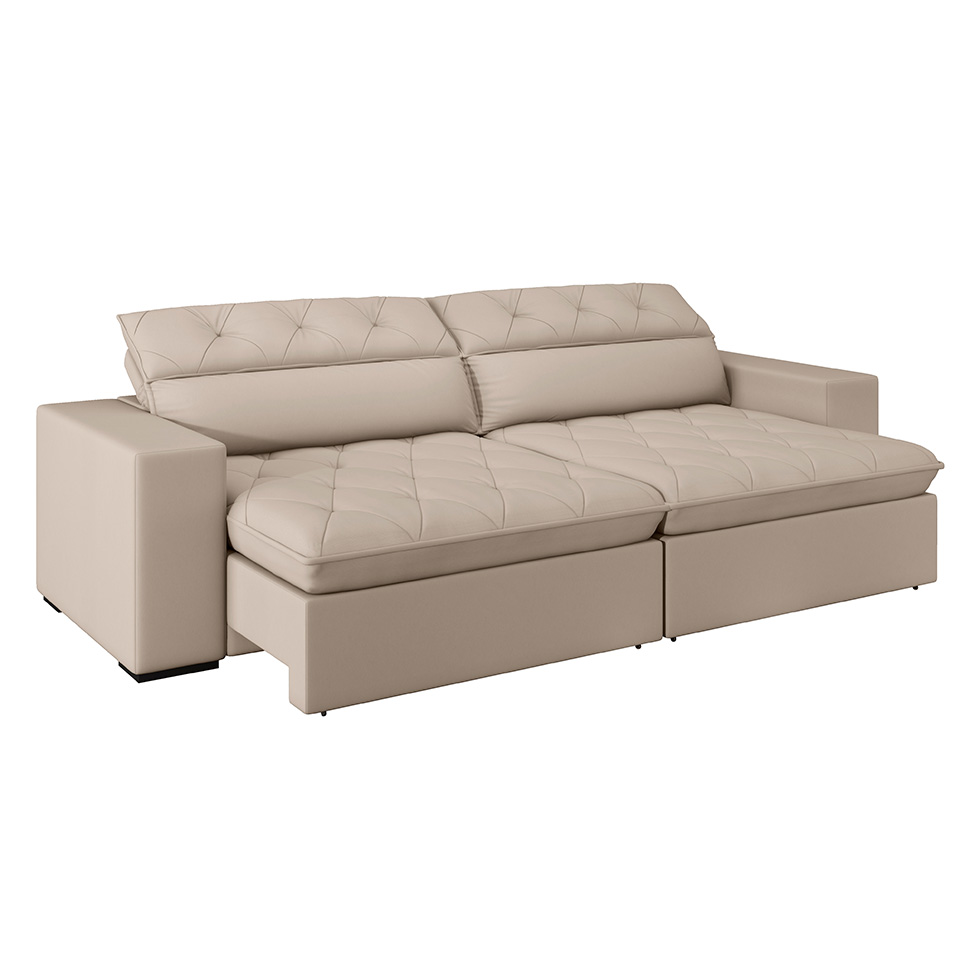 Sofá 4 Lugares Retrátil e Reclinável com USB Jazz Molas Suede Camurça 250 cm